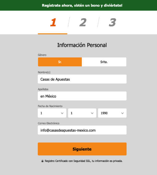 Ganabet México - Registrarse Formulario