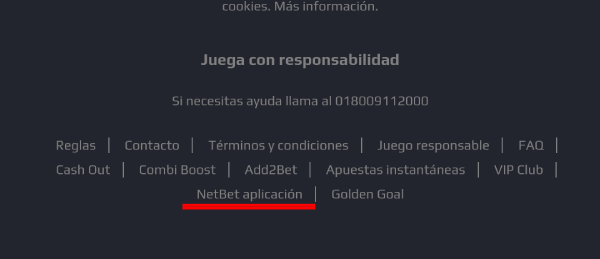 Netbet México App - Footer Descarga Android iOS