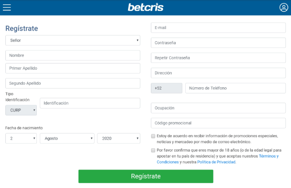 Conoce la oferta de Betcris Apuestas: reclama hasta $2500MXN