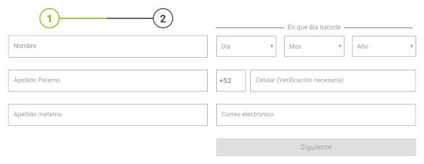 Registro Codere México - Paso 2