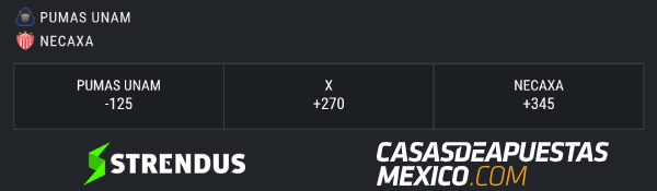 Lineas de apuestas - Pumas vs. Necaxa - Liga MX 26/09/20
