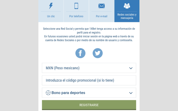 Registrarse 1xBet México - Registro Paso 5