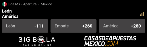 Lineas de apuestas - León vs. América - Liga MX 19/10/20