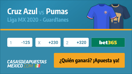 Apuestas Cruz Azul vs. Pumas - Liga Mx 03/12/20