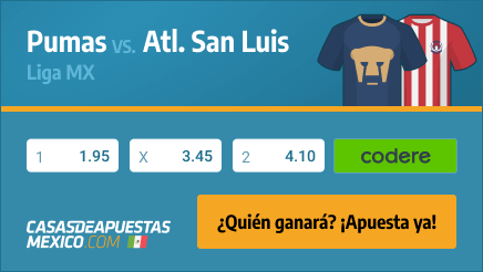 Apuestas Pronósticos Pumas vs. Atl. San Luis - Liga MX 08/08/21
