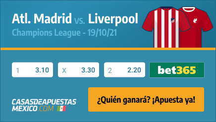 Apuestas y pronósticos Atlético de Madrid vs. Liverpool - Champions League 19/10/21